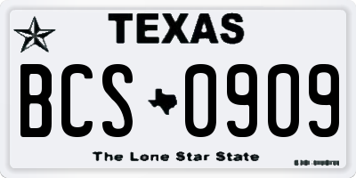 TX license plate BCS0909