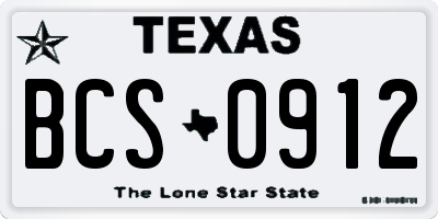 TX license plate BCS0912
