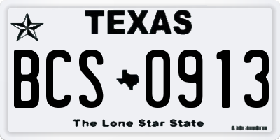 TX license plate BCS0913