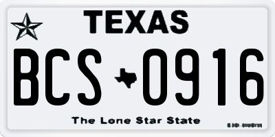 TX license plate BCS0916