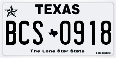 TX license plate BCS0918