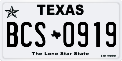 TX license plate BCS0919
