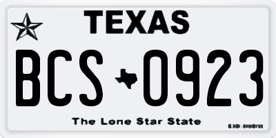 TX license plate BCS0923