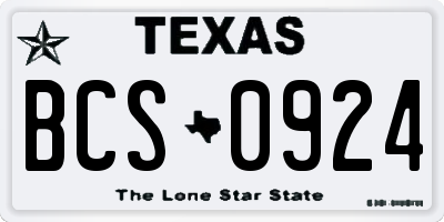 TX license plate BCS0924