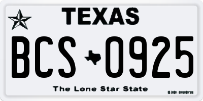 TX license plate BCS0925