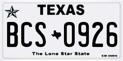 TX license plate BCS0926