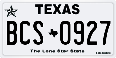 TX license plate BCS0927