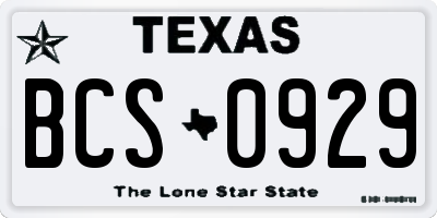TX license plate BCS0929
