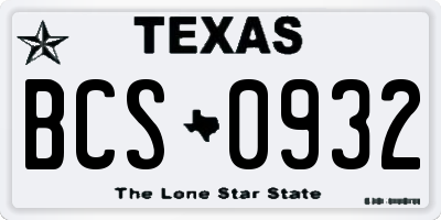 TX license plate BCS0932