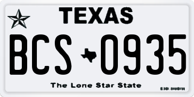 TX license plate BCS0935