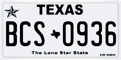 TX license plate BCS0936