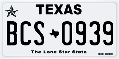 TX license plate BCS0939