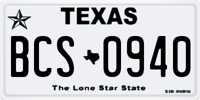 TX license plate BCS0940