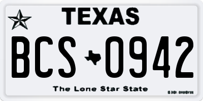 TX license plate BCS0942