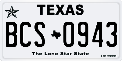 TX license plate BCS0943
