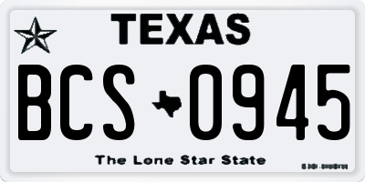 TX license plate BCS0945