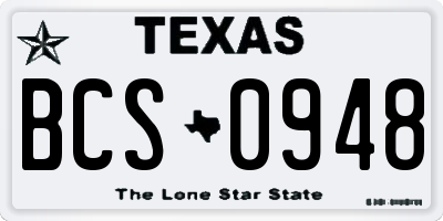 TX license plate BCS0948