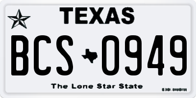 TX license plate BCS0949