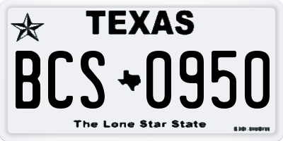 TX license plate BCS0950