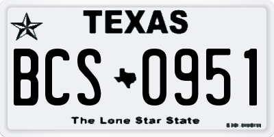 TX license plate BCS0951