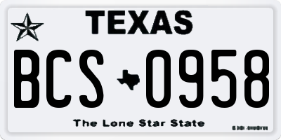 TX license plate BCS0958