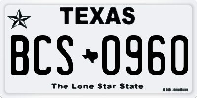 TX license plate BCS0960