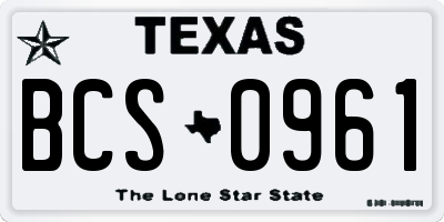 TX license plate BCS0961