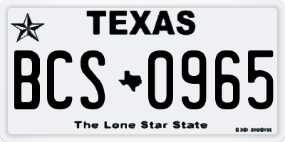 TX license plate BCS0965
