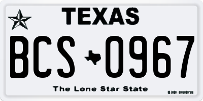 TX license plate BCS0967