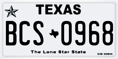TX license plate BCS0968