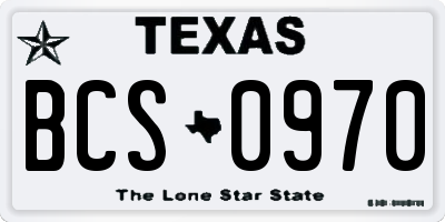 TX license plate BCS0970