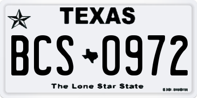 TX license plate BCS0972