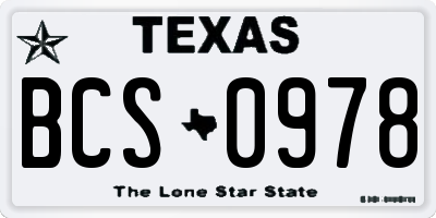 TX license plate BCS0978