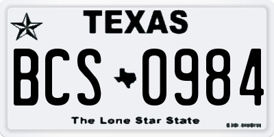 TX license plate BCS0984