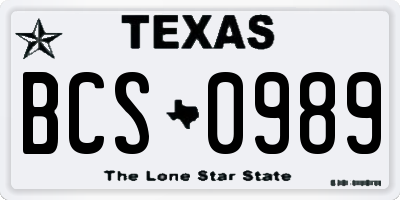 TX license plate BCS0989