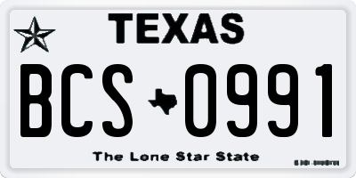 TX license plate BCS0991