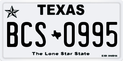 TX license plate BCS0995