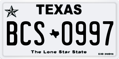TX license plate BCS0997