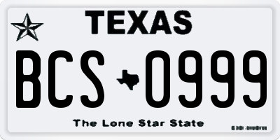 TX license plate BCS0999