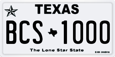 TX license plate BCS1000