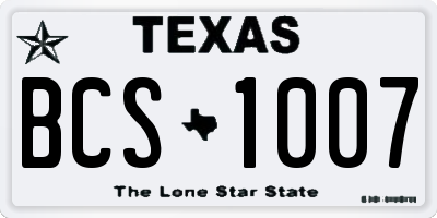 TX license plate BCS1007
