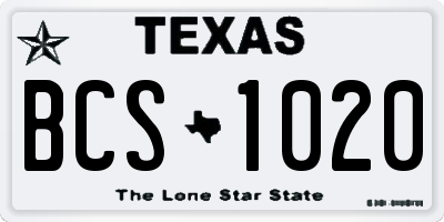 TX license plate BCS1020