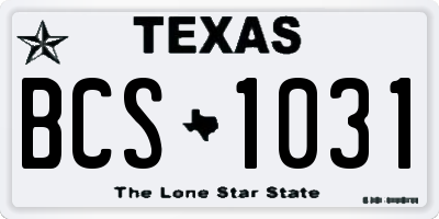 TX license plate BCS1031