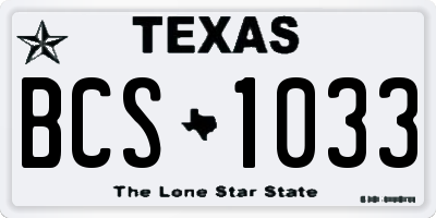 TX license plate BCS1033
