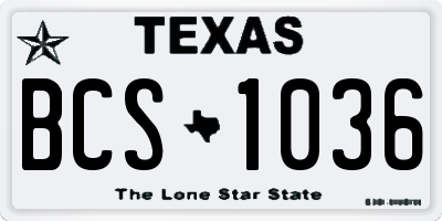 TX license plate BCS1036
