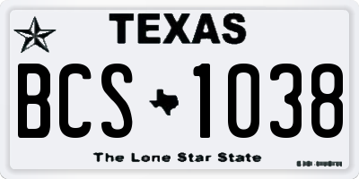 TX license plate BCS1038