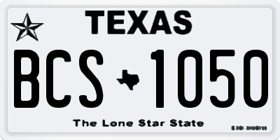 TX license plate BCS1050