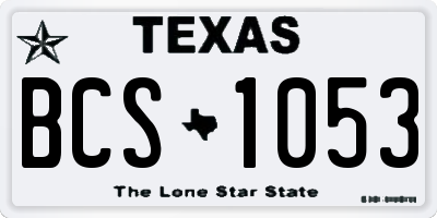 TX license plate BCS1053