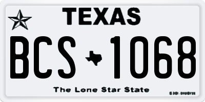 TX license plate BCS1068
