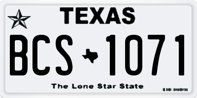 TX license plate BCS1071